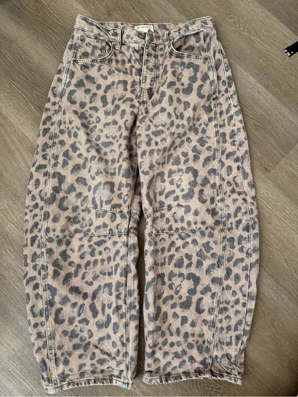 We The Free Leopard Print good luck midrise barrel jean - Picture 1 of 3